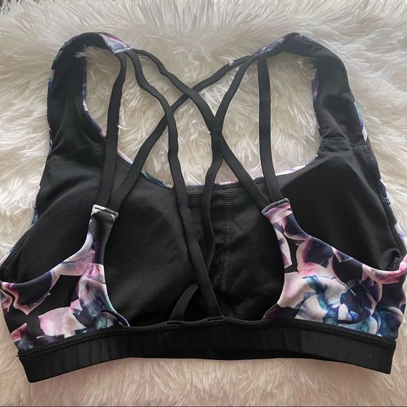 PBX Black Floral Strappy Sports Bra; SZ M; NWOT - Picture 3 of 5